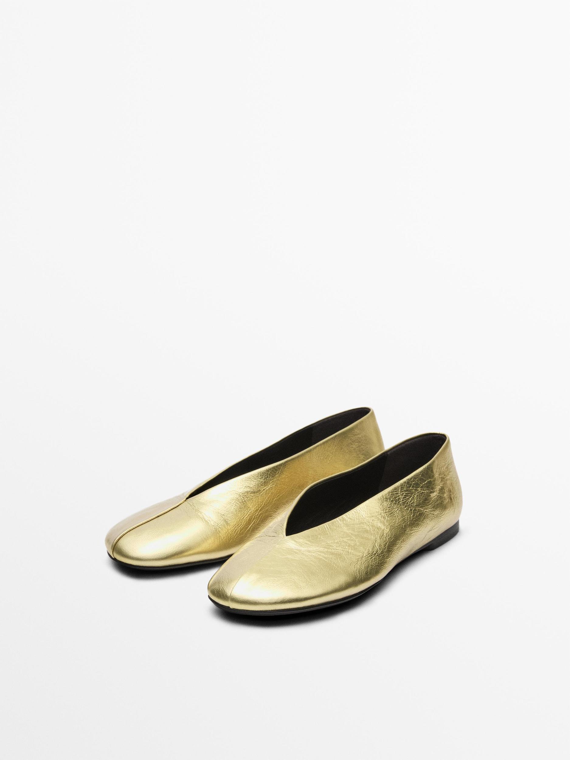Metallic leather ballerinas Product Image