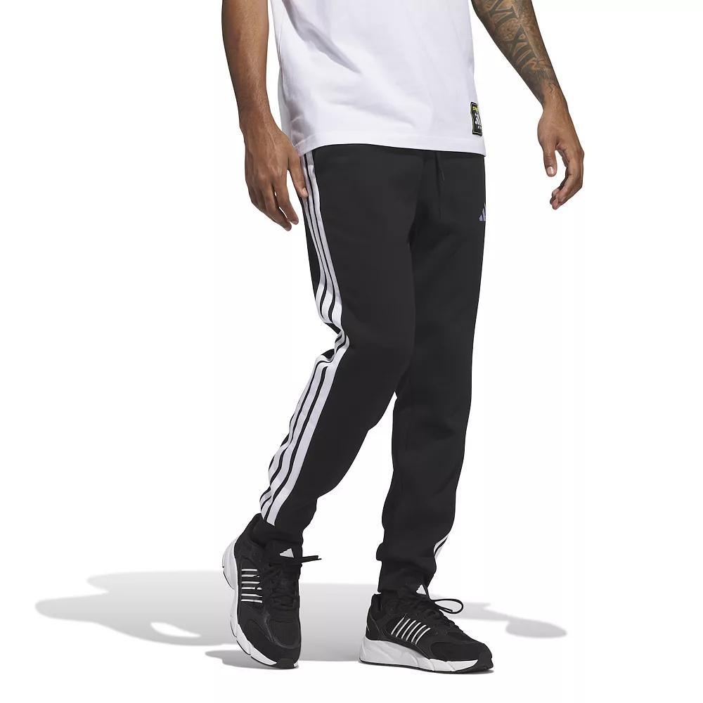 Men's adidas Essentials 3-Stripes Fleece Sportswear Pants, Size: XS, Black White Product Image