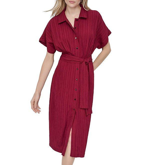 DKNY by Donna Karan Short Sleeve Pleated Shirt Midi Dress Product Image