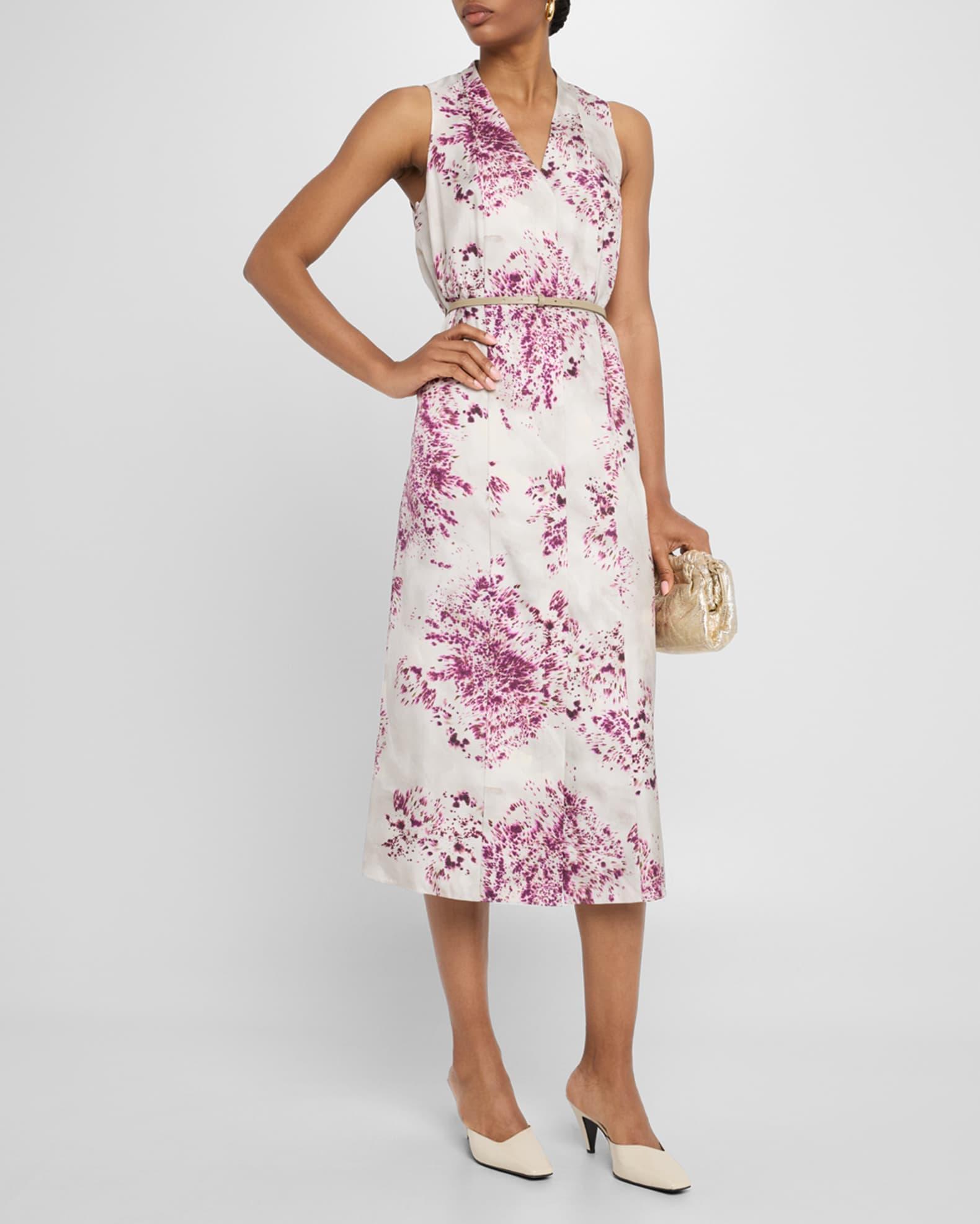 Spotted Glaze Silk Twill Midi Dress Product Image