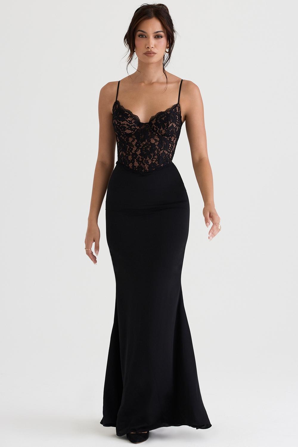 Cara Black Corset Maxi Dress Product Image