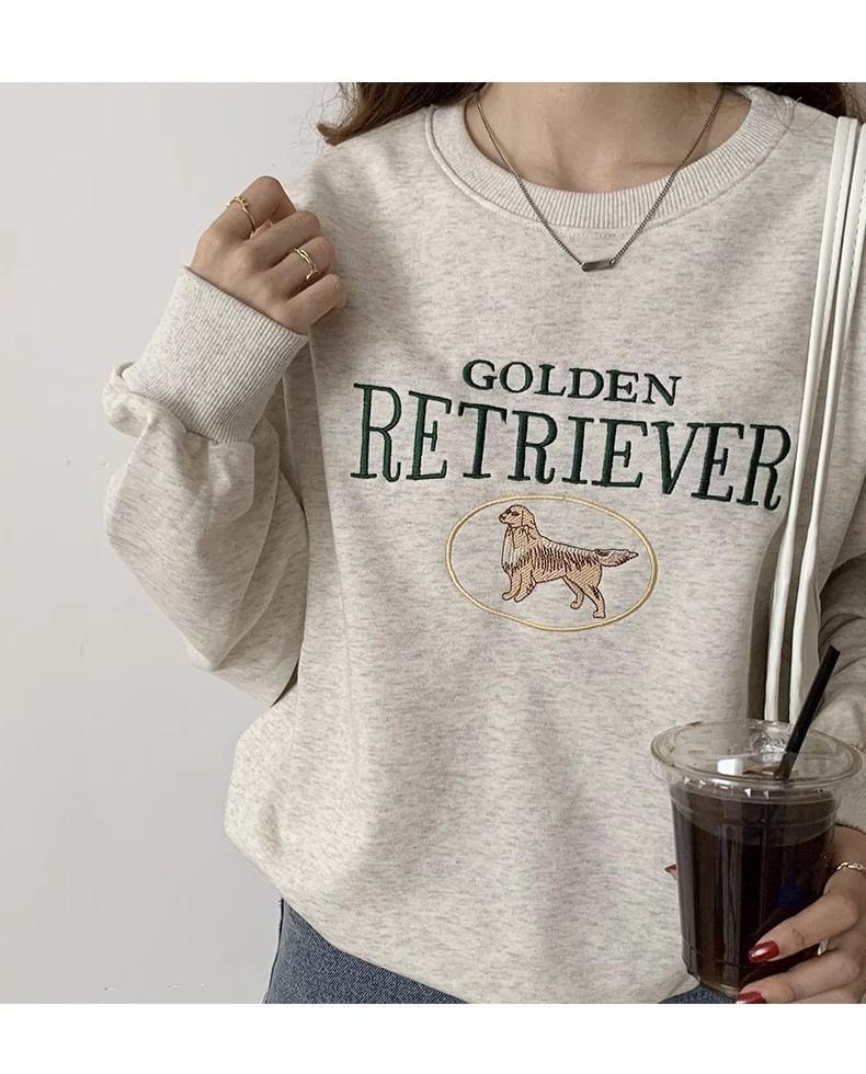 Long Sleeve Lettering Print Loose-Fit Sweatshirt Product Image