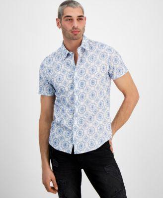 Guess Mens Regular-Fit Mosaic Embroidery Shirt Product Image