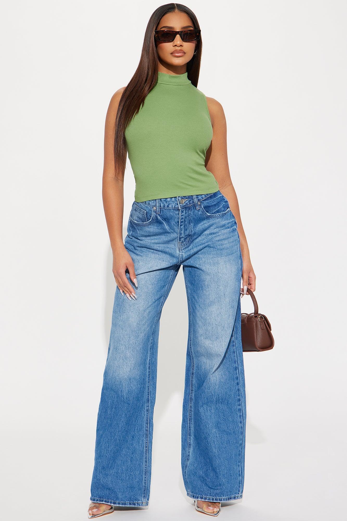 Sadie Mock Neck Tank Top - Olive Product Image