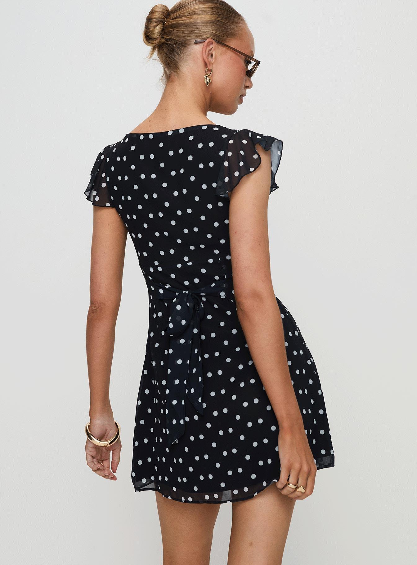I Guess So Mini Dress Black Polka Dot Product Image