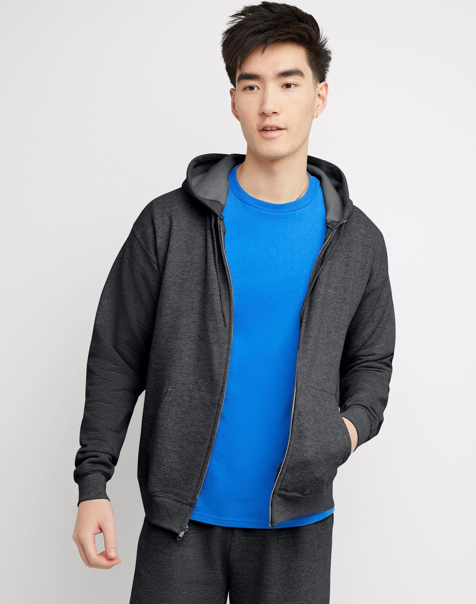 Men's Hanes® EcoSmart Fleece Full-Zip Hooded Jacket, Size: Large, Deep Royal1 Product Image