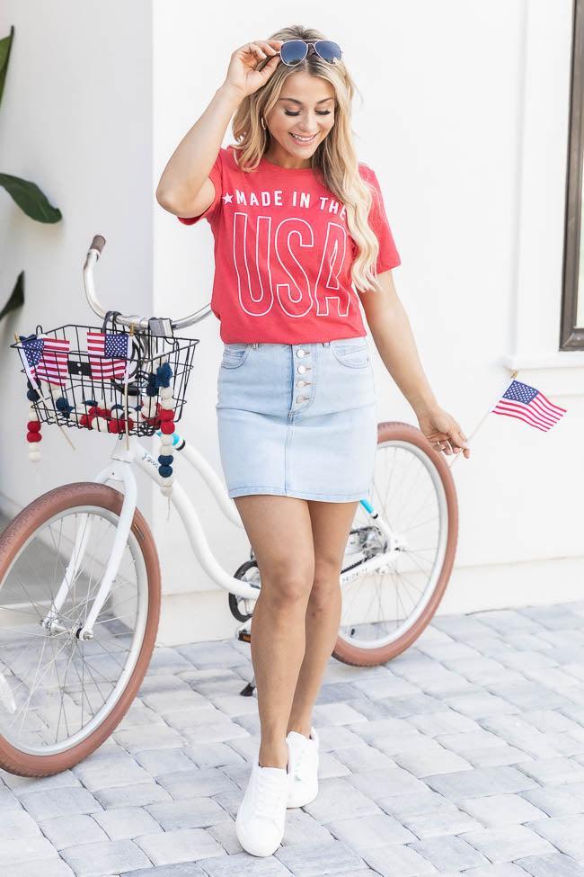 Made In The USA Red Graphic Tee FINAL SALE Product Image