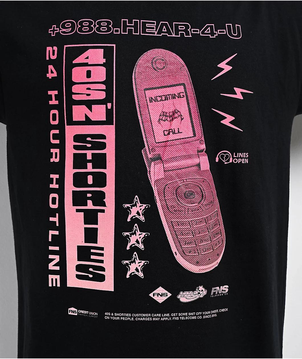 40s & Shorties 24hr Hotline Black T-Shirt Product Image