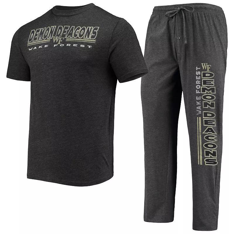 Men's Concepts Sport Heathered Charcoal/Black Wake Forest Demon Deacons Meter T-Shirt & Pants Sleep Set, Size: XL, Wfu Charco Product Image