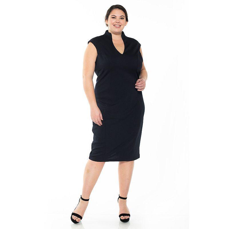 Plus Size ALEXIA ADMOR Katrina Splitneck Midi Dress, Women's, Size: 2XL, Brick Red Product Image