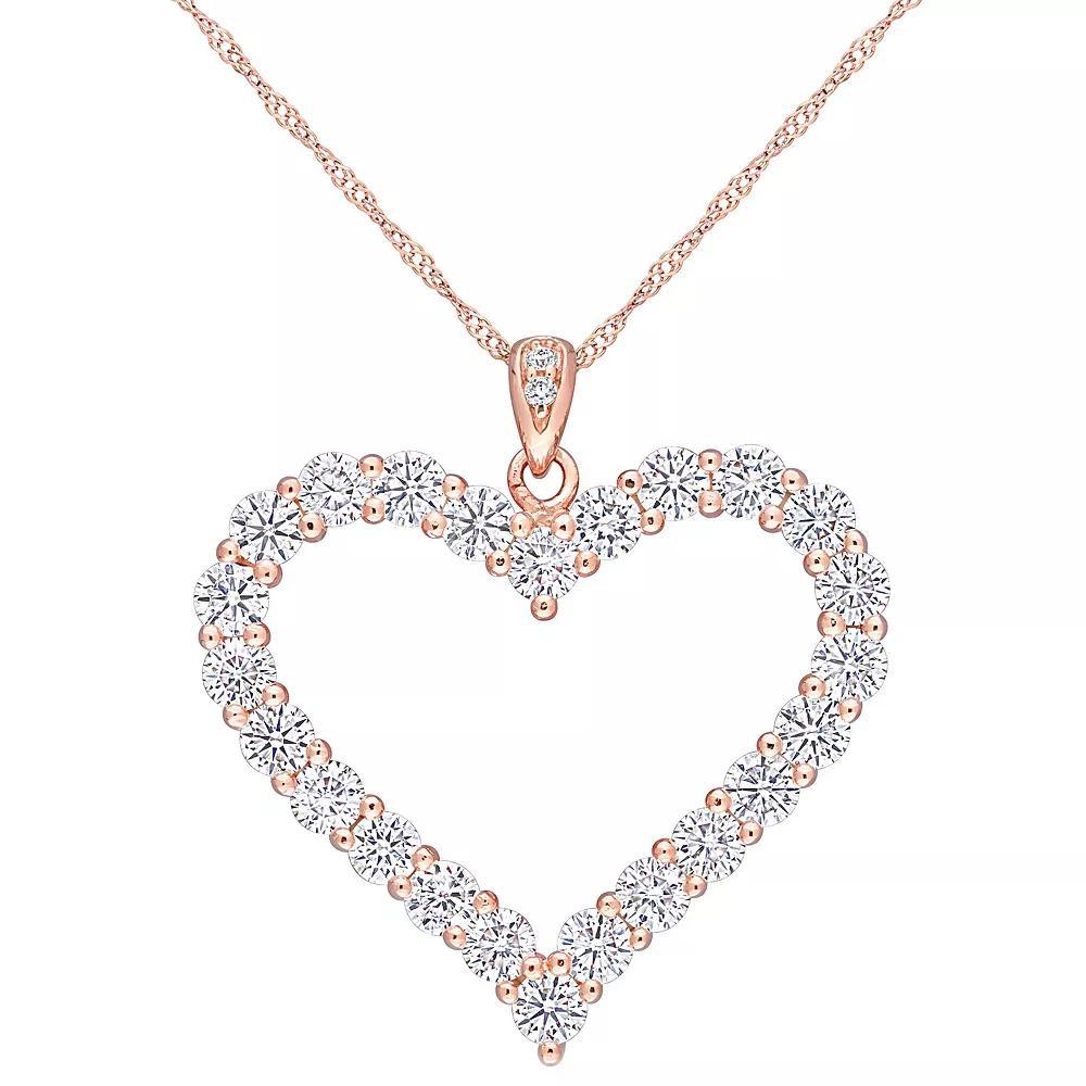 Stella Grace 18k Rose Gold Over Silver 2 2/5 Carat T.W. Lab Created Moissanite Heart Pendant Necklace, Women's, Size: 18", Pink Tone Product Image