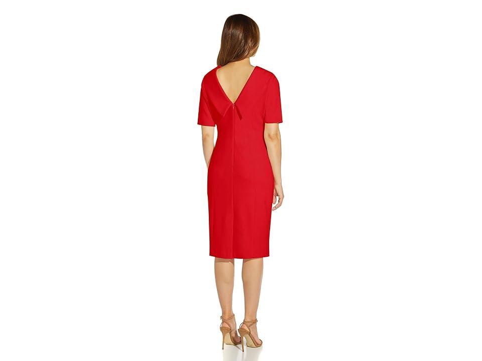 Adrianna Papell V-Back Foldover Collar Short Sleeve Sheath Dress Product Image