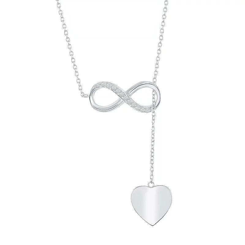 Sterling Silver Cubic Zirconia Infinity Heart Lariat Necklace, Women's, Size: 16-18" ADJ Product Image