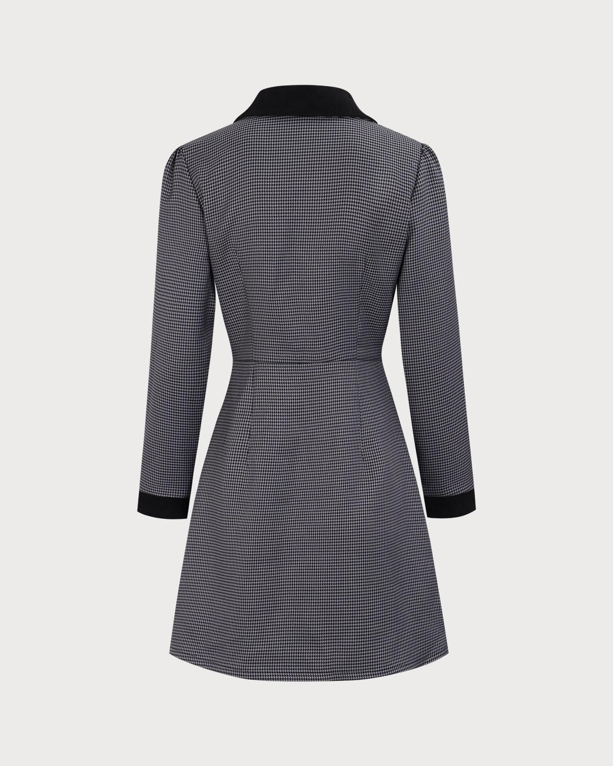 Women's Grey Plaid Contrasting Mini Dress Female Product Image