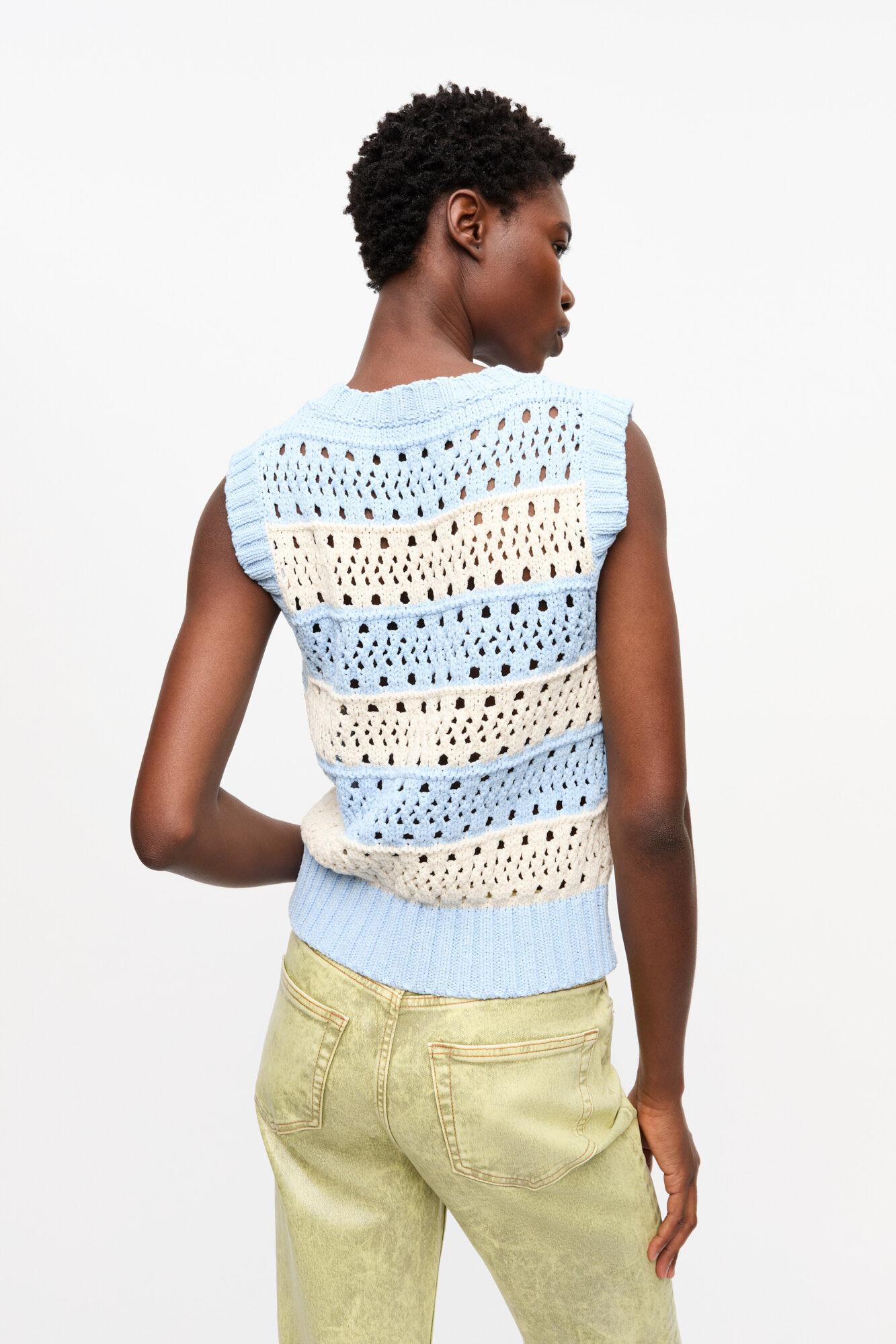 Light Blue Striped Vest Product Image
