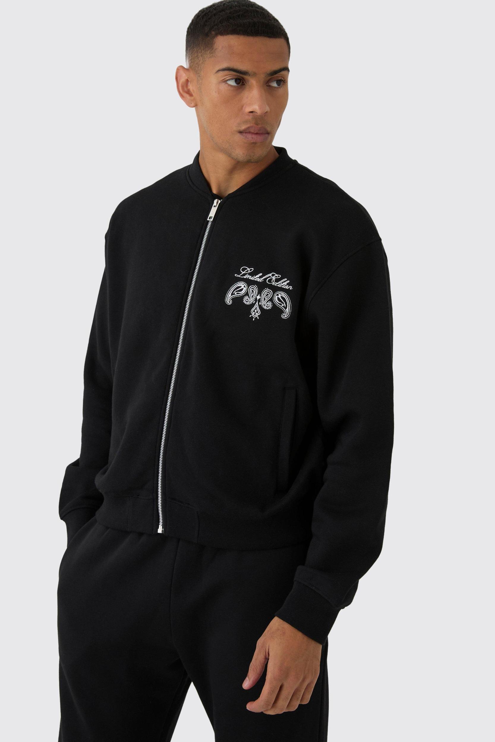 Oversized Boxy Paisley Print Bomber Jacket | boohooMAN USA Product Image