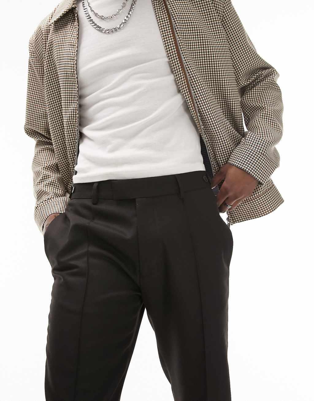 Topman skinny smart pants in black Product Image
