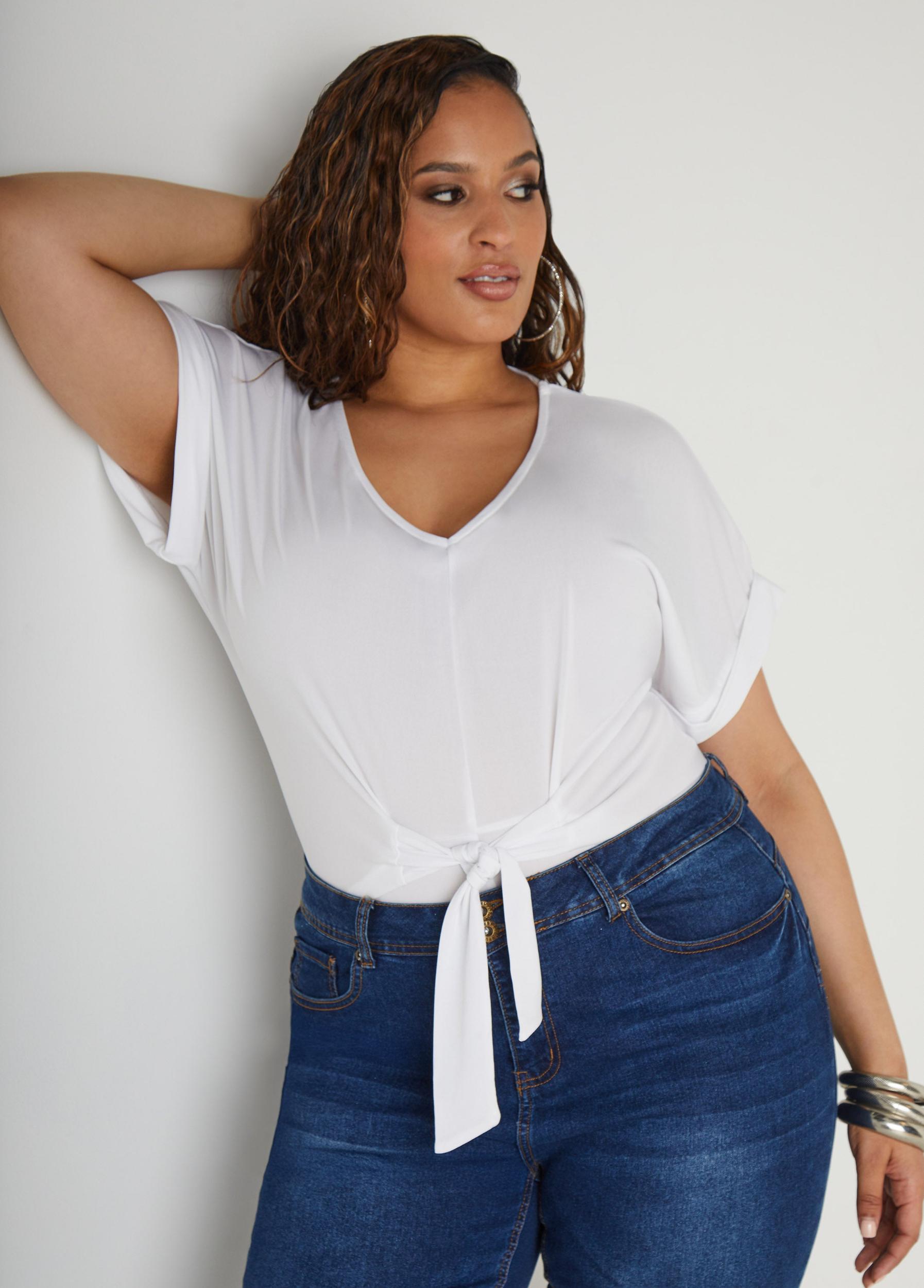 Tie Front Stretch Knit Top Product Image