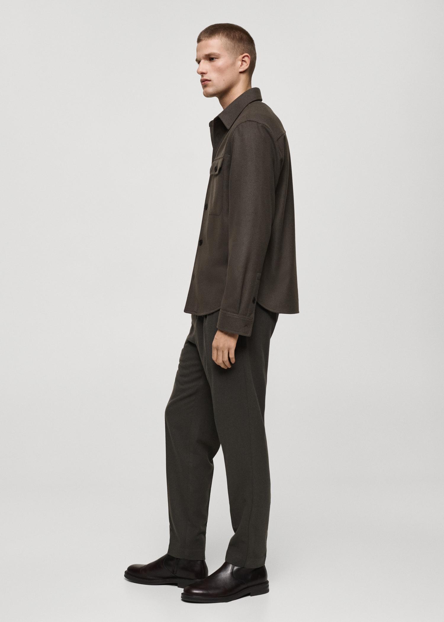 Wool-blend flannel overshirt - Men | MANGO USA Product Image
