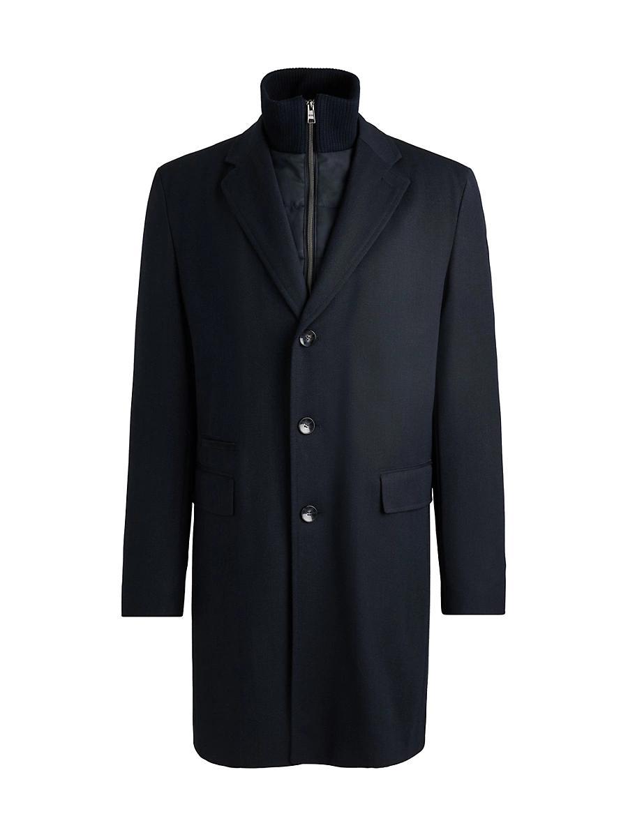 Mens Water-Repellent Wool-Blend Coat with Inner Zip-Up Product Image