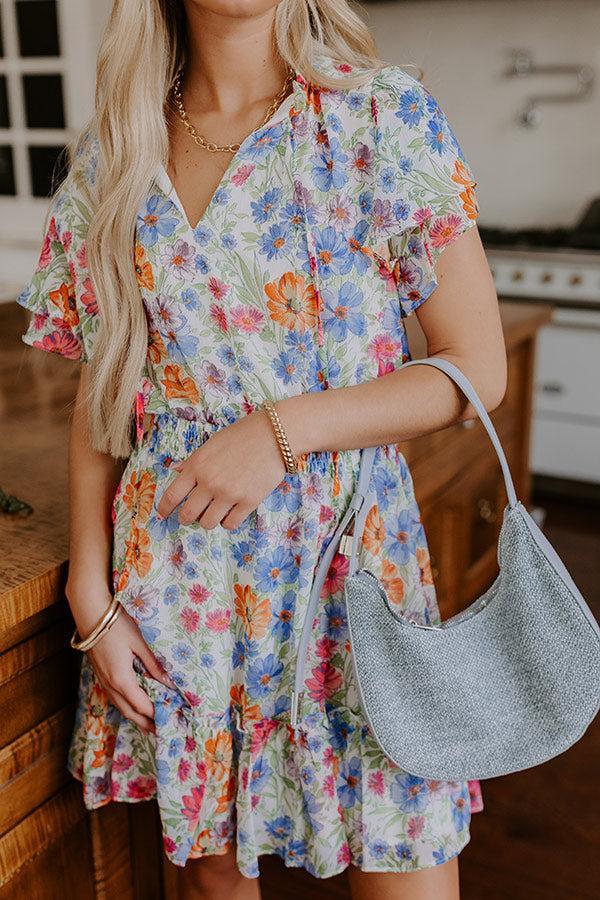Pure Heart Floral Mini Dress in Blue Product Image