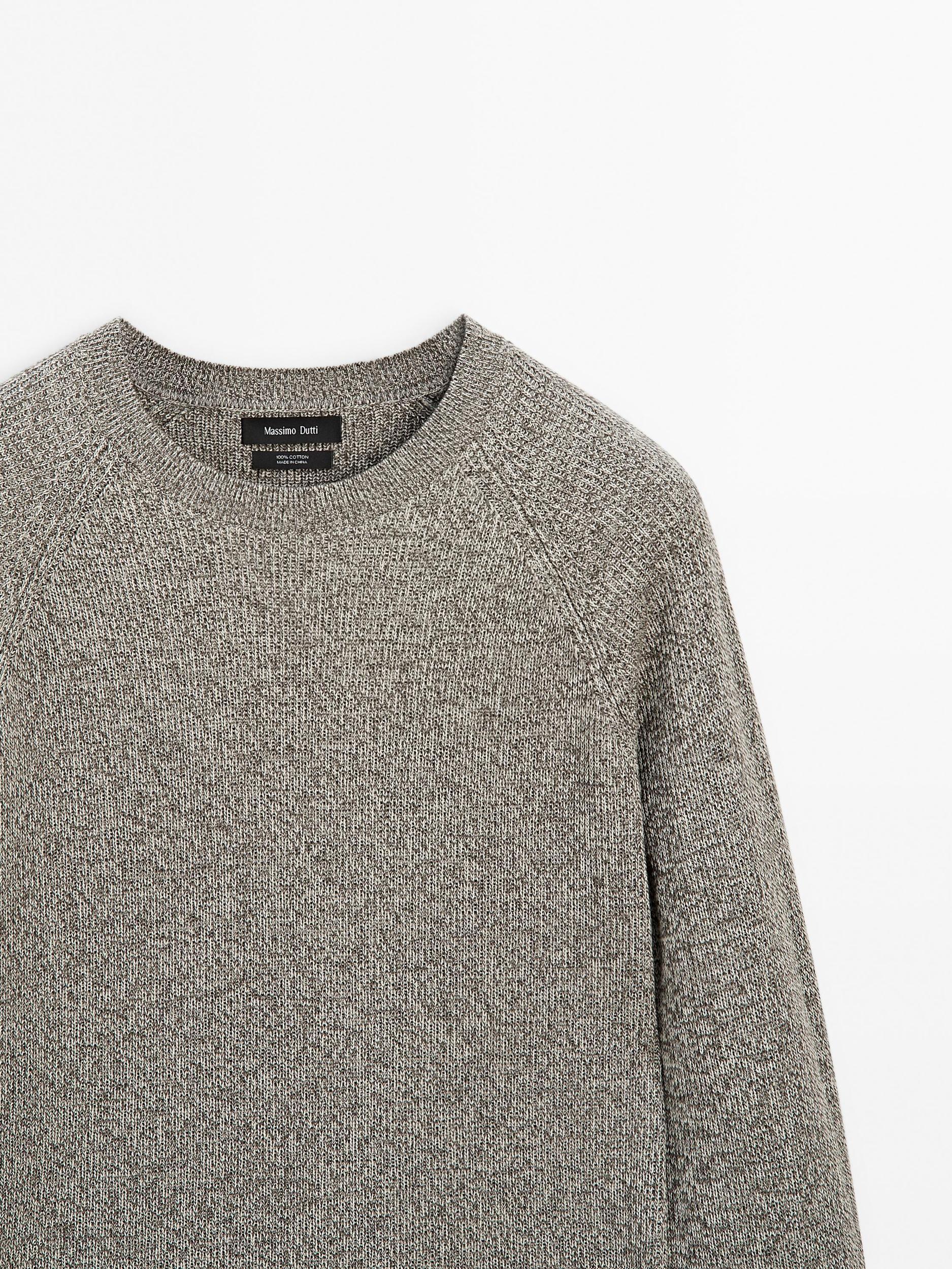 Crew neck mouliné knit sweater Product Image