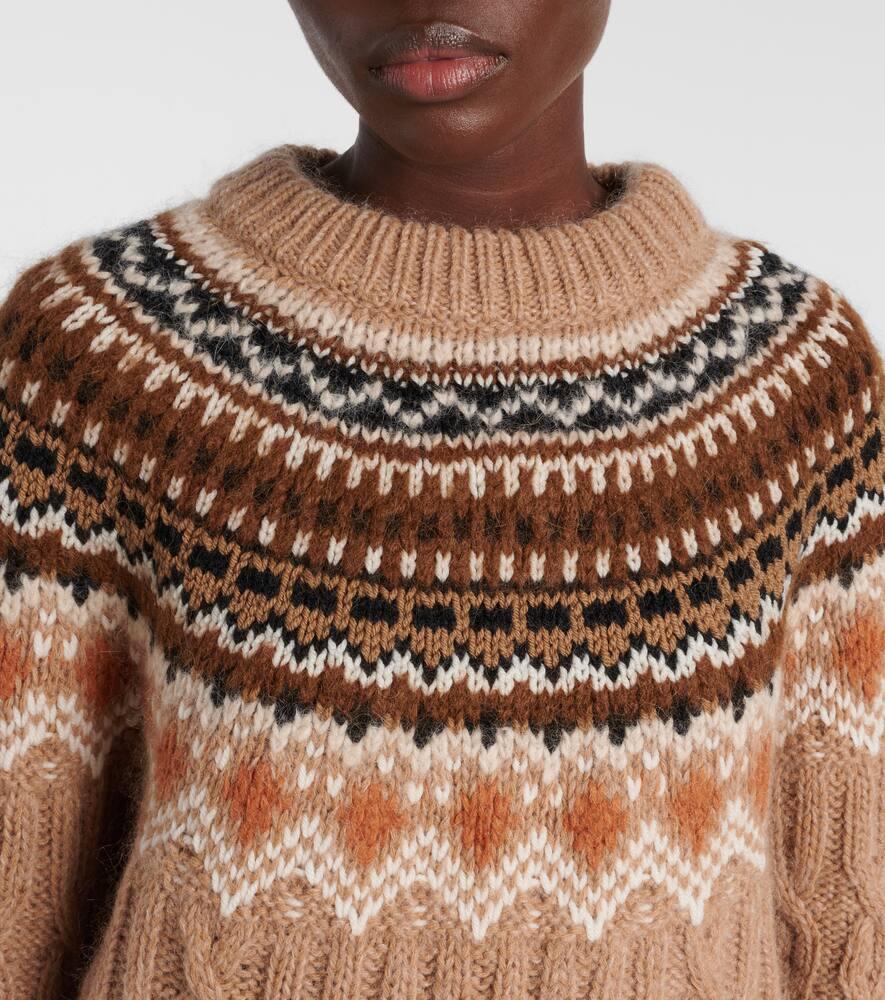 MONCLER Jacquard Wool And Mohair-blend Sweater In Beige Product Image