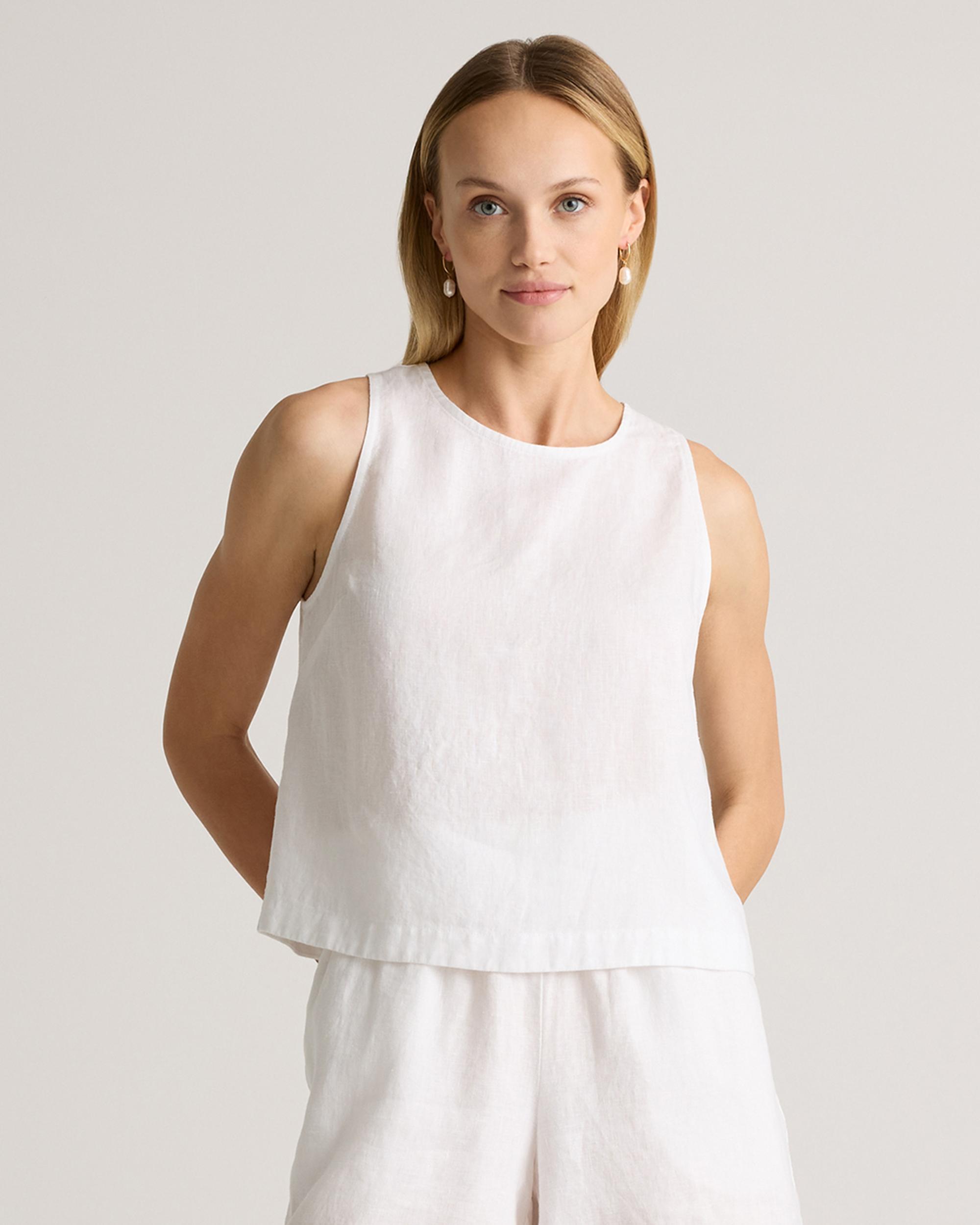 100% European Linen Cropped Tank Product Image