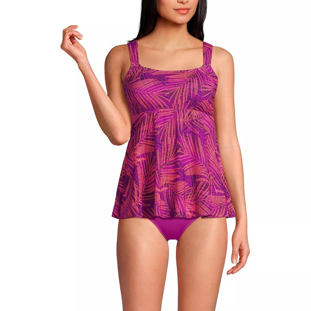 Women's Lands' End Flutter Empire UPF 50 Tankini Swimsuit Top, Size: XS, Purple Stipple Palm Product Image