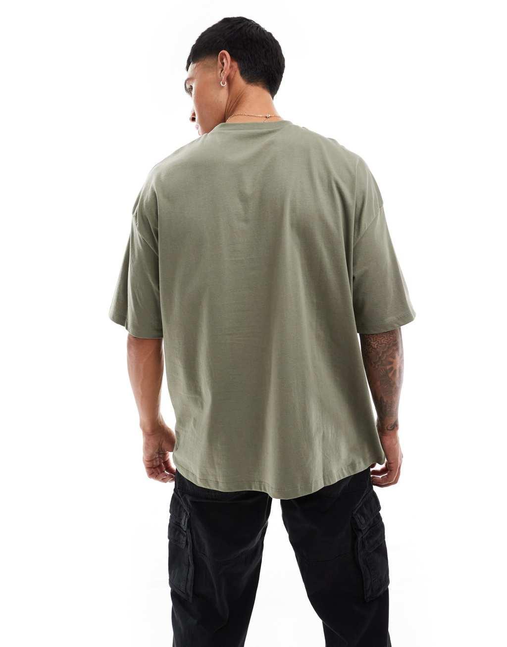 ASOS DESIGN oversized t-shirt in green with front chest print Product Image