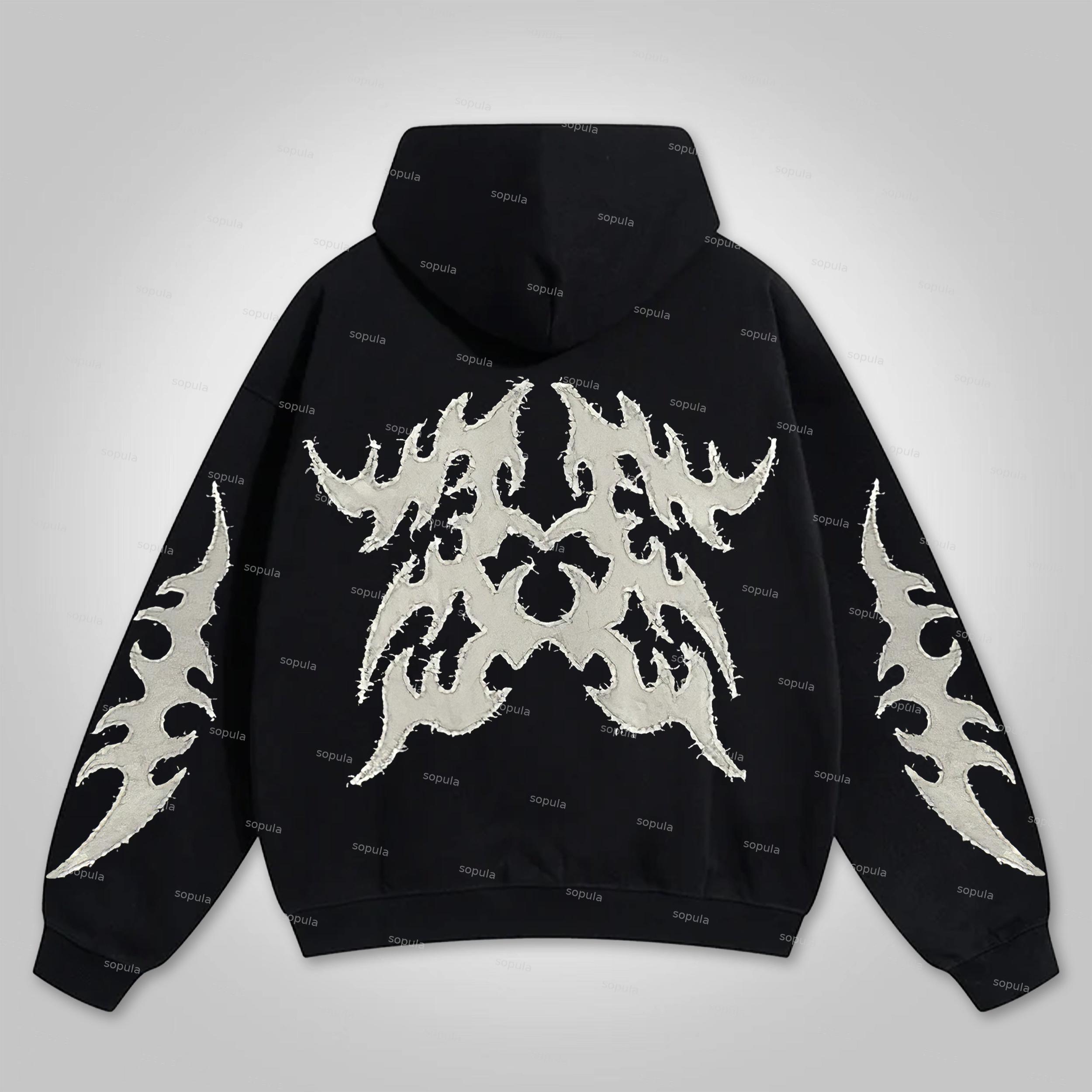 Chain Graphic Print Hip Hop Oversized Zip Up Hoodie Product Image