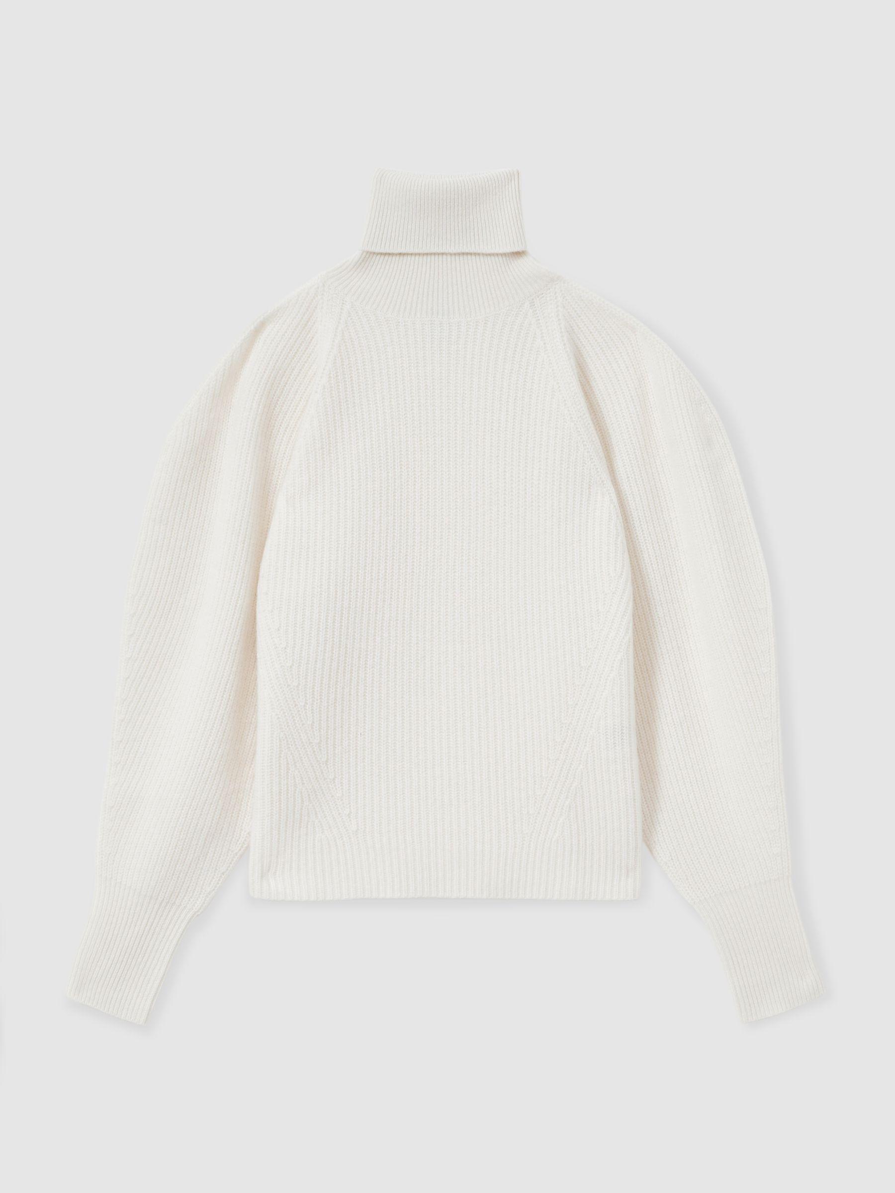 Wool Cashmere Roll Neck Jumper in Cream Product Image