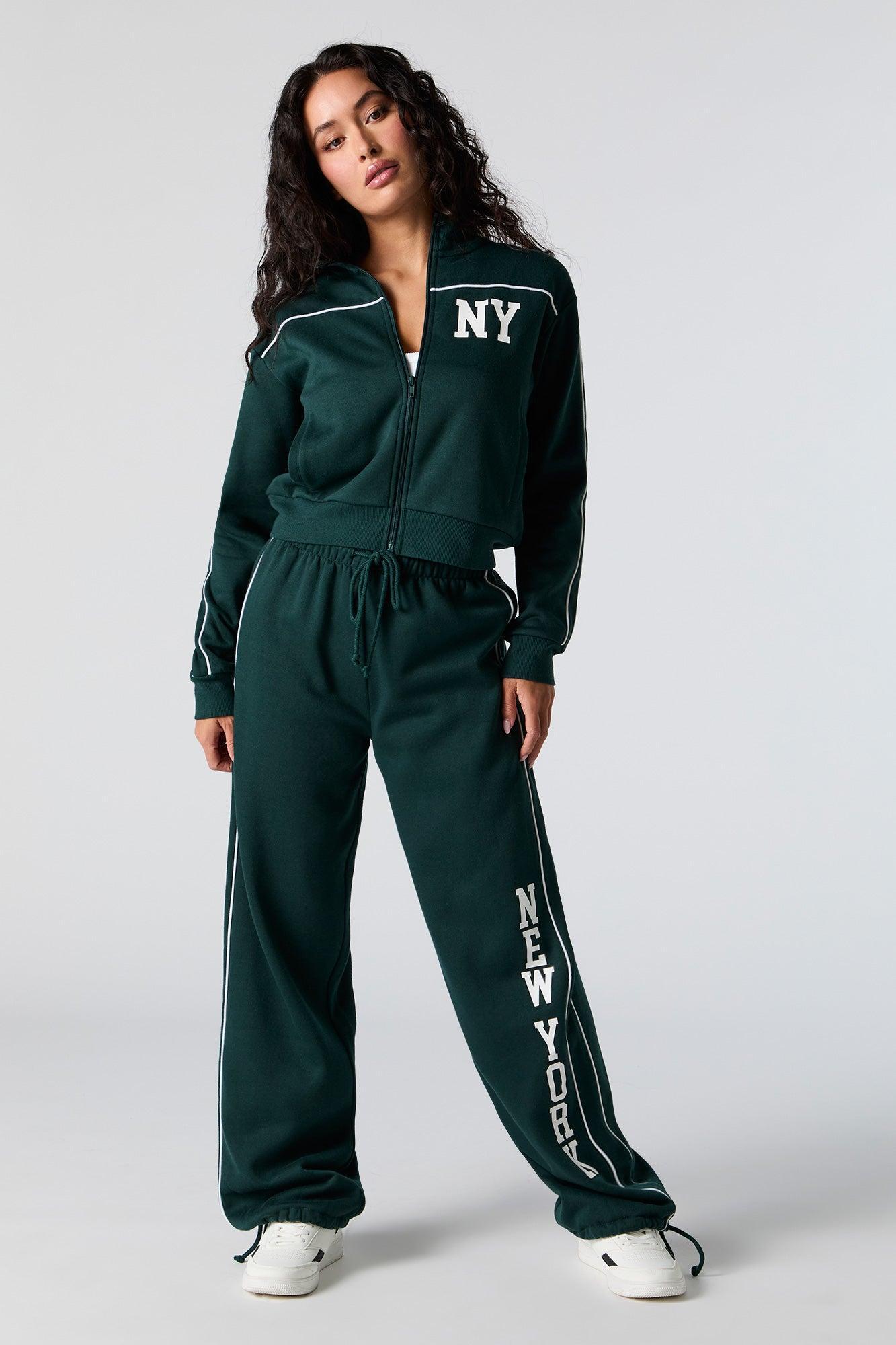 Graphic Fleece Zip-Up Cropped Sweatshirt Female Product Image