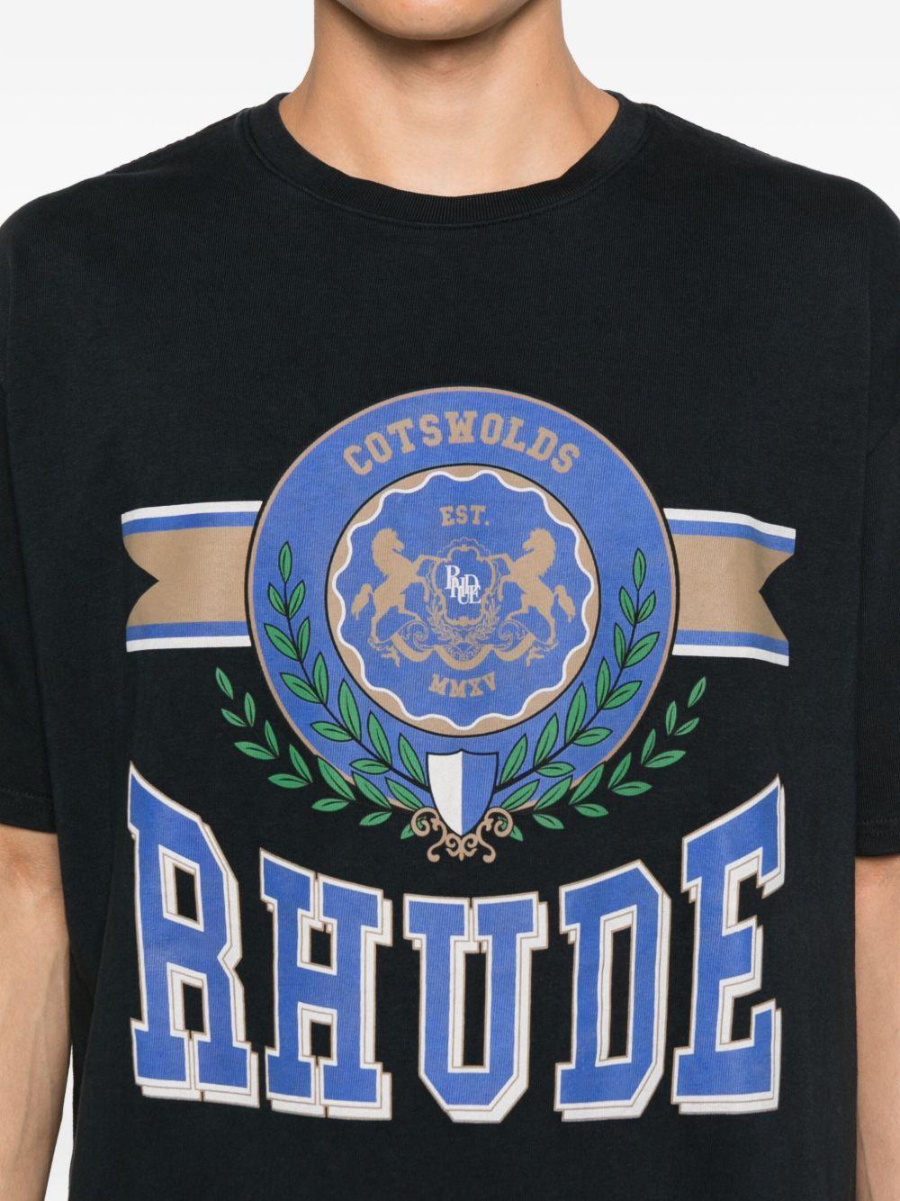 crest-print cotton T-shirt Product Image