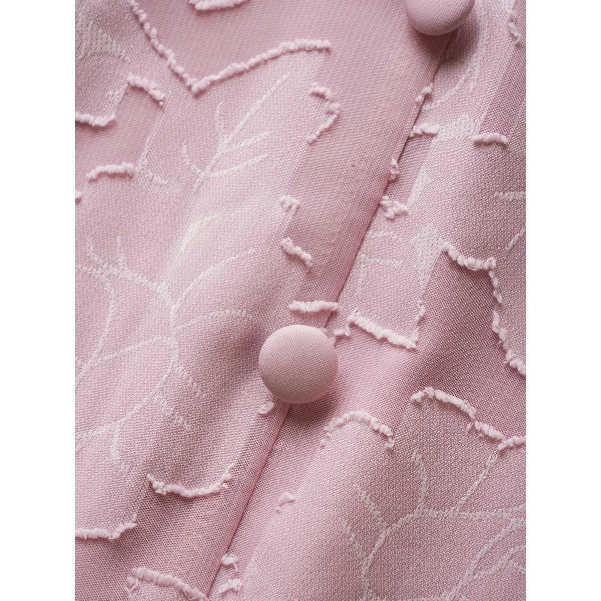 Plus Size Solid Textured Lantern Sleeve Button Detail Dress Lightpink Women Elegant Button V-neck Short sleeve Curvy BloomChic 18-20/2X Product Image