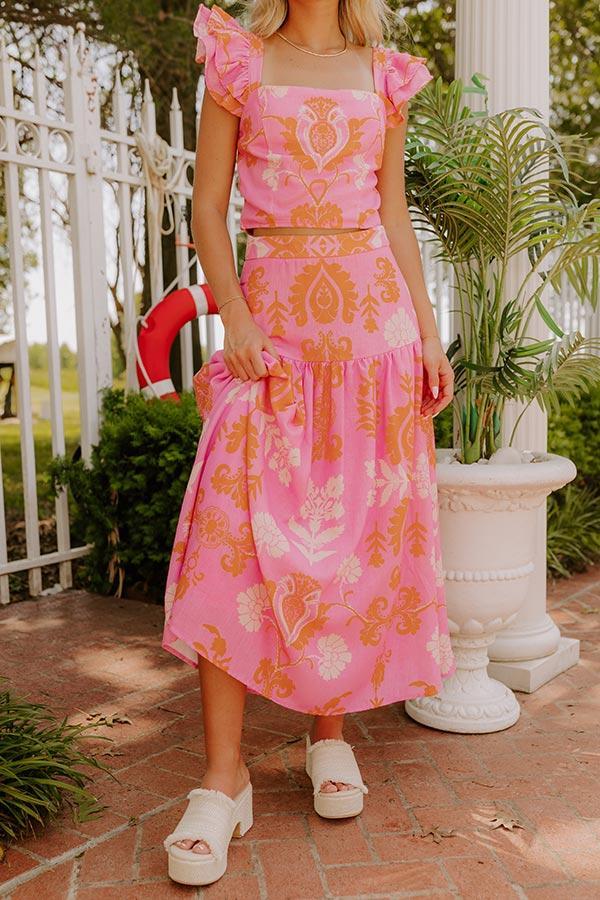 Margaritas Sipping High Waist Floral Maxi Skirt Product Image
