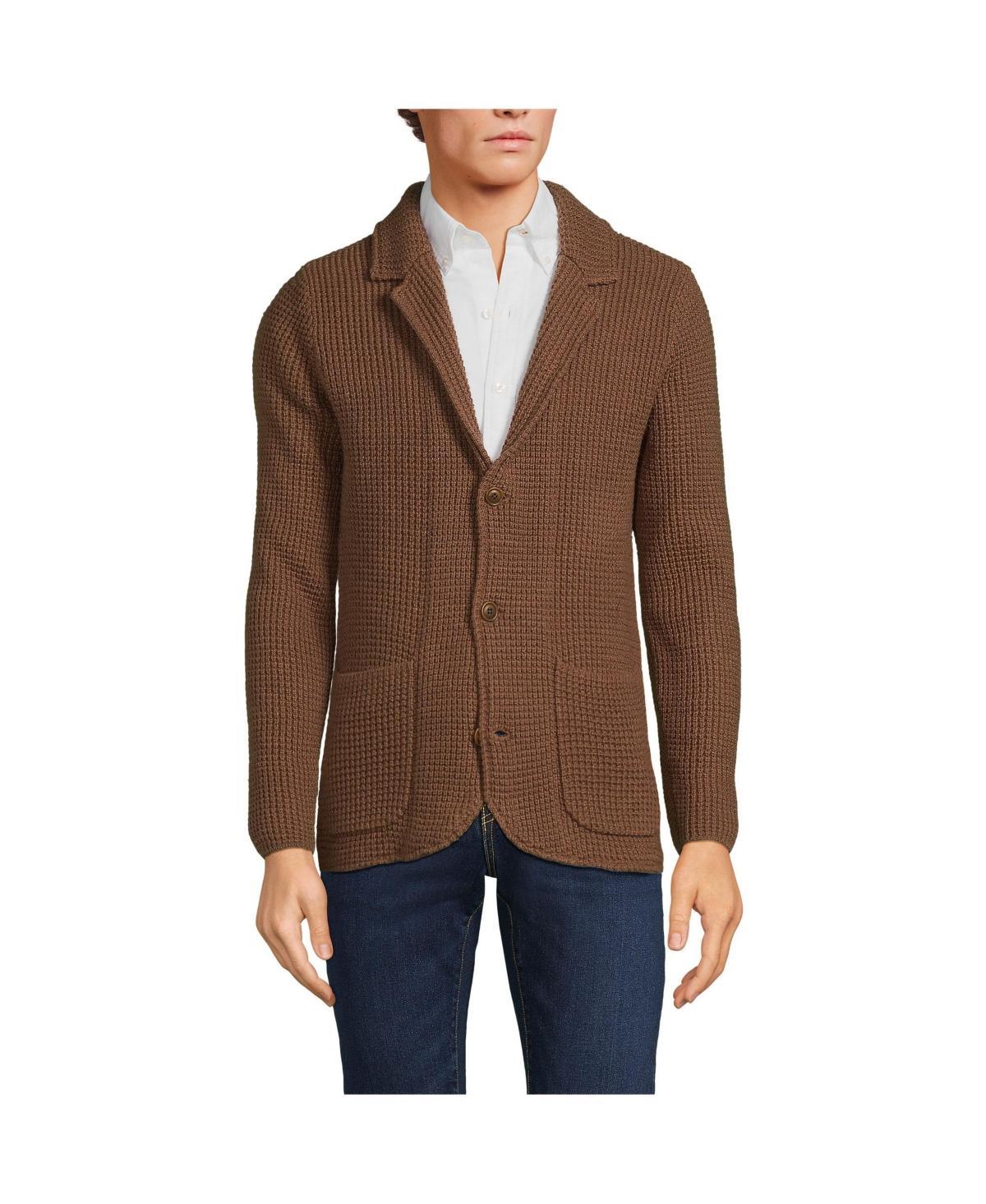 Lands End Mens Waffle Stitch Sweater Blazer Product Image