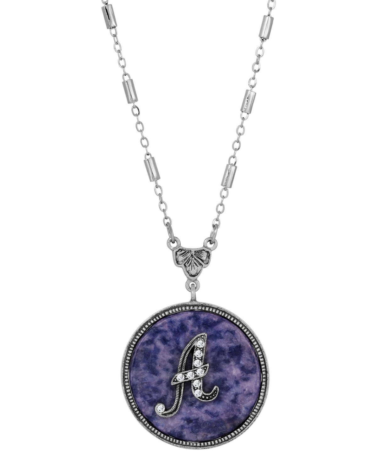 1928 Silver Tone Round Initial Pendant Necklace, Women's, G Product Image