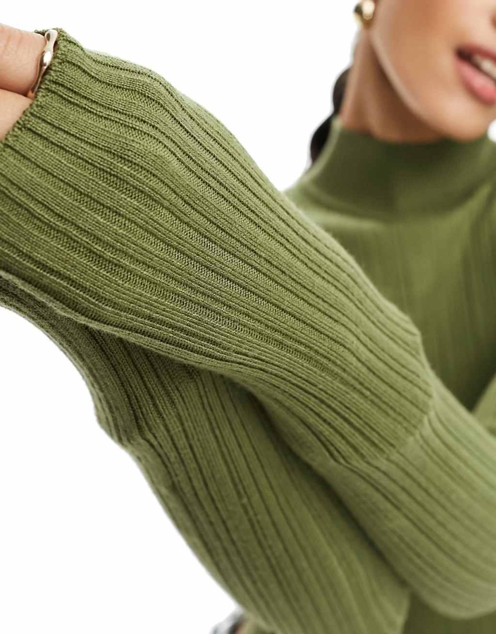 Miss Selfridge funnel neck ribbed knit twist back top Product Image