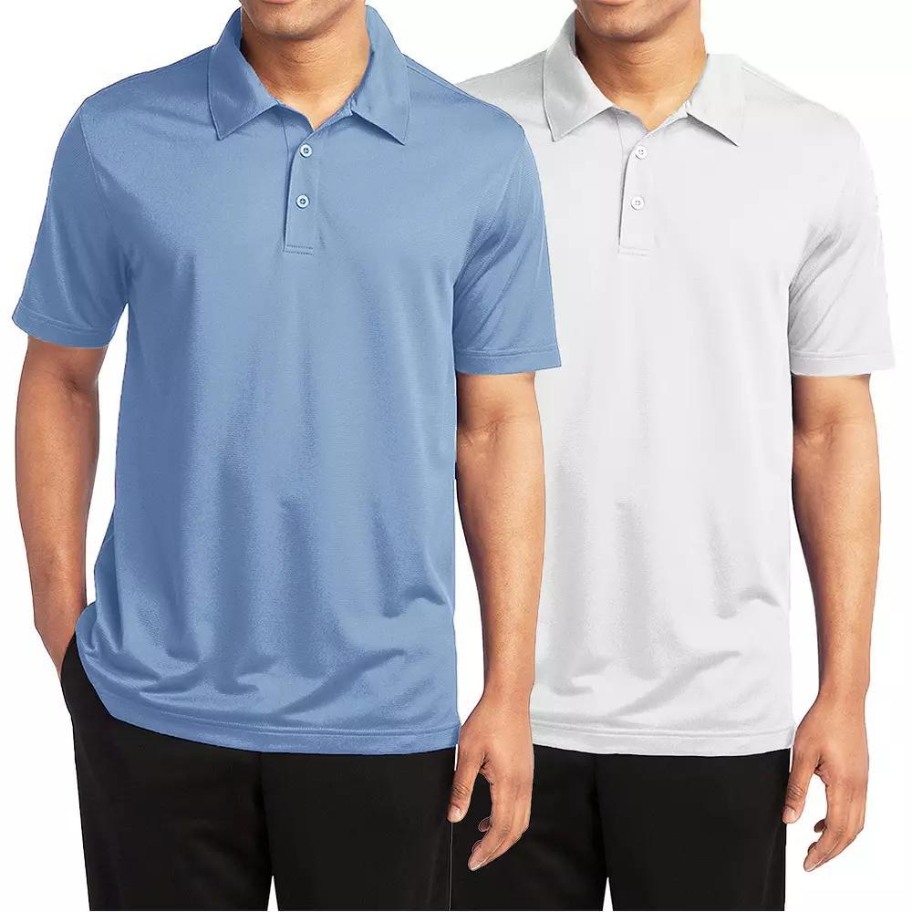 Men's Galaxy By Harvic 2-Pack Moisture-Wicking Polos, Size: XXL, Light Blue White Product Image