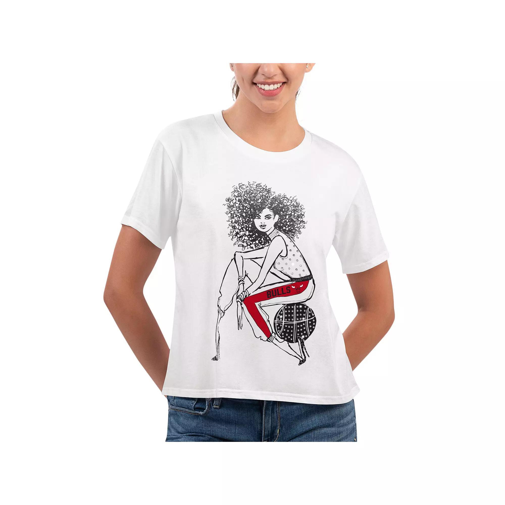 Women's G-III 4Her by Carl Banks White Chicago Bulls Play the Ball Cropped T-Shirt, Size: XL Product Image