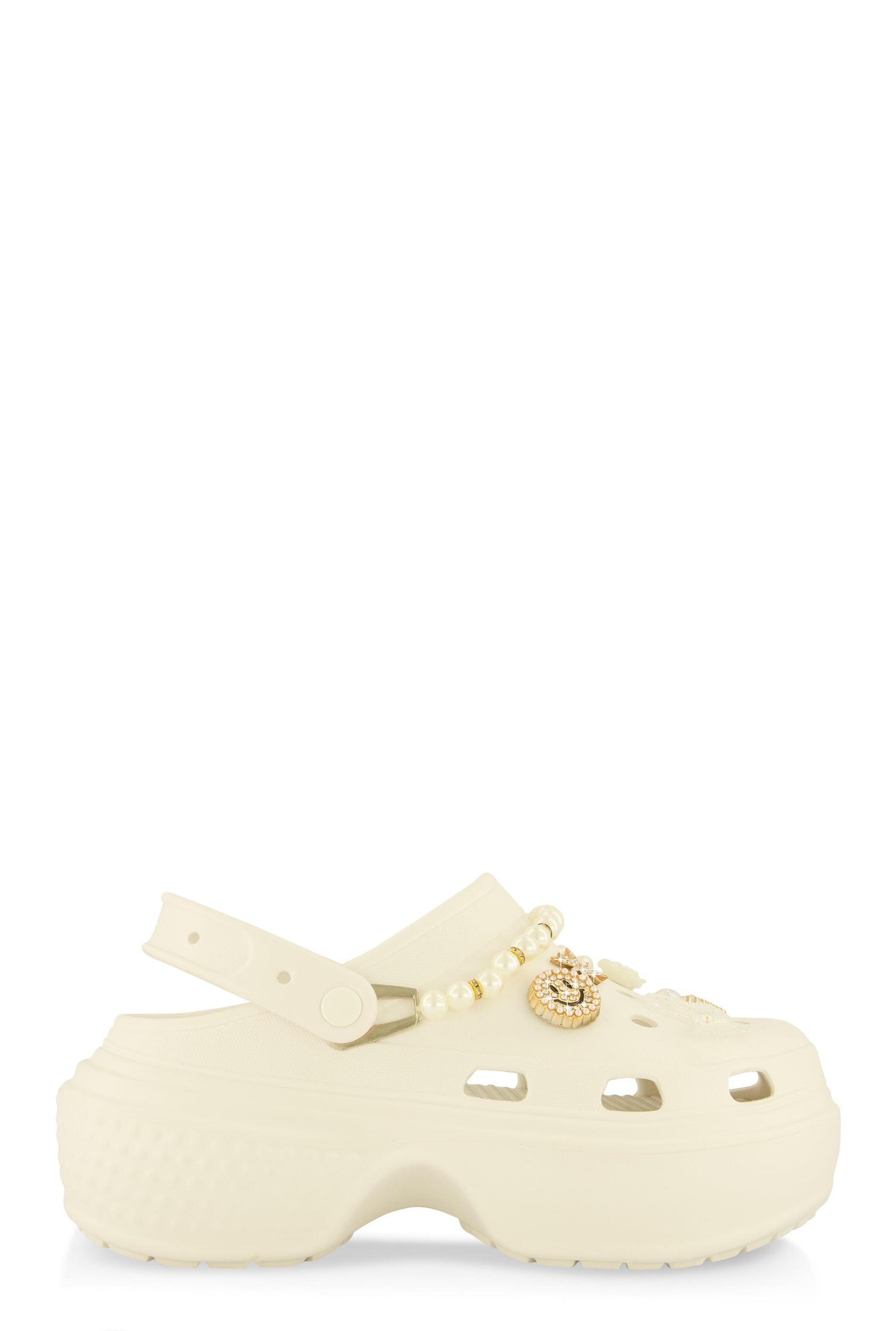 Womens Studded Charm Platform Clogs Product Image