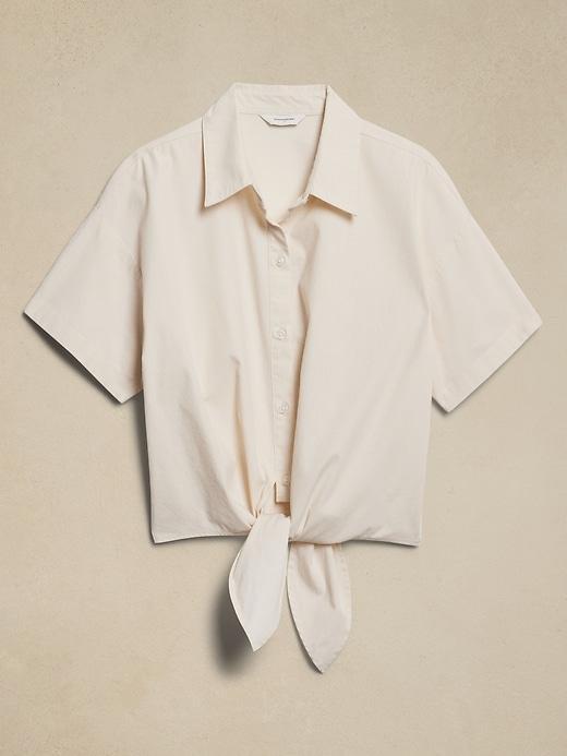 Poplin Tie-Front Cropped Shirt Product Image