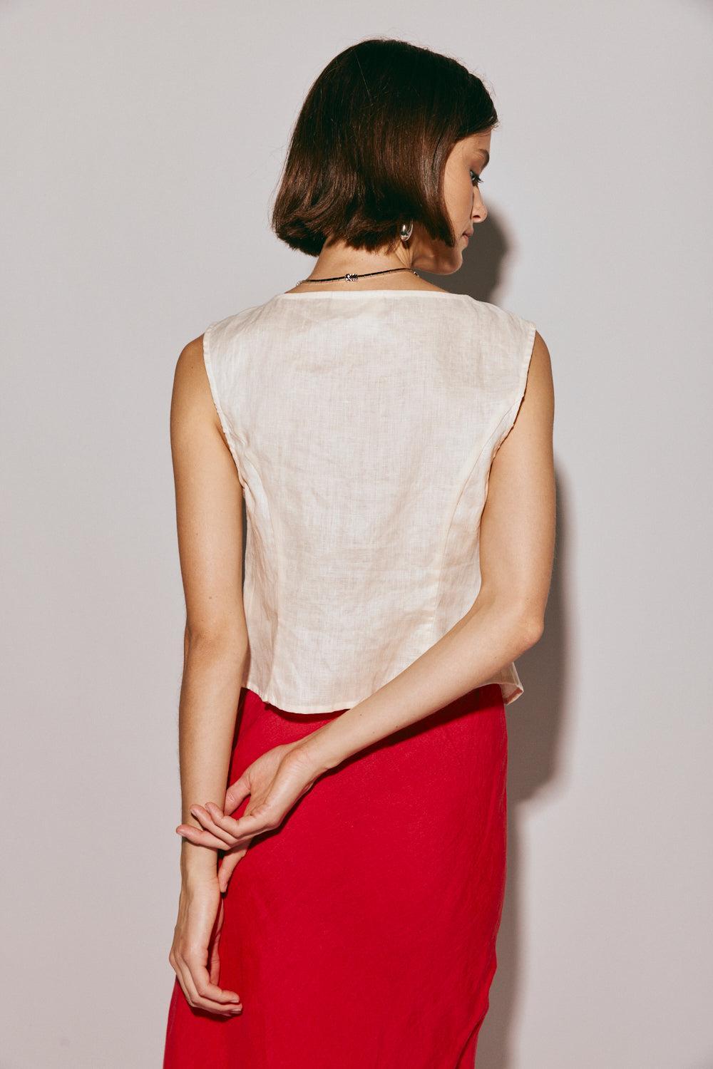 Yvonne Linen Top Cream Product Image