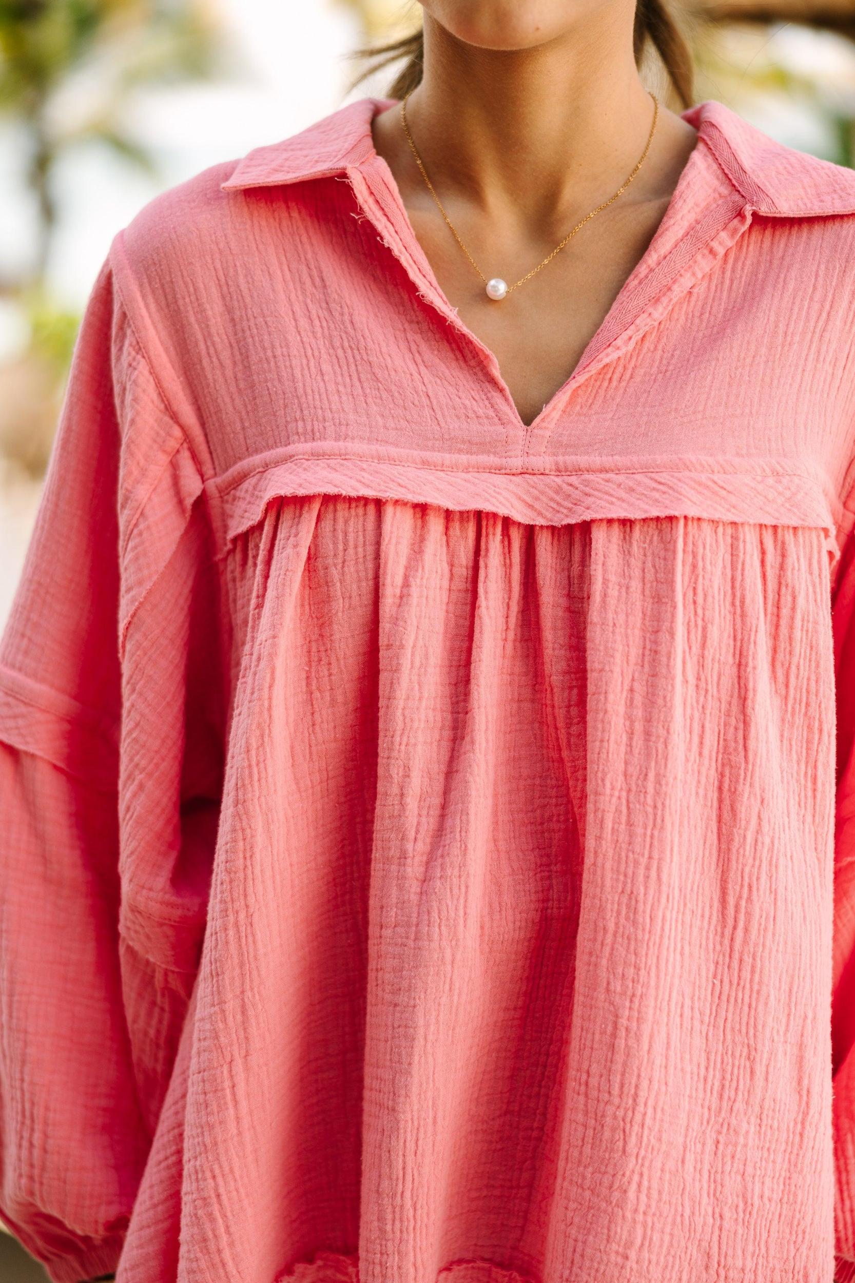 Love Life Coral Orange Babydoll Top Female Product Image