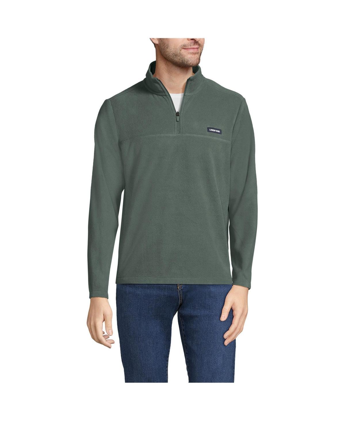 Mens Lands End Fleece Quarter-Zip Pullover Rich Brown Fairisle Product Image