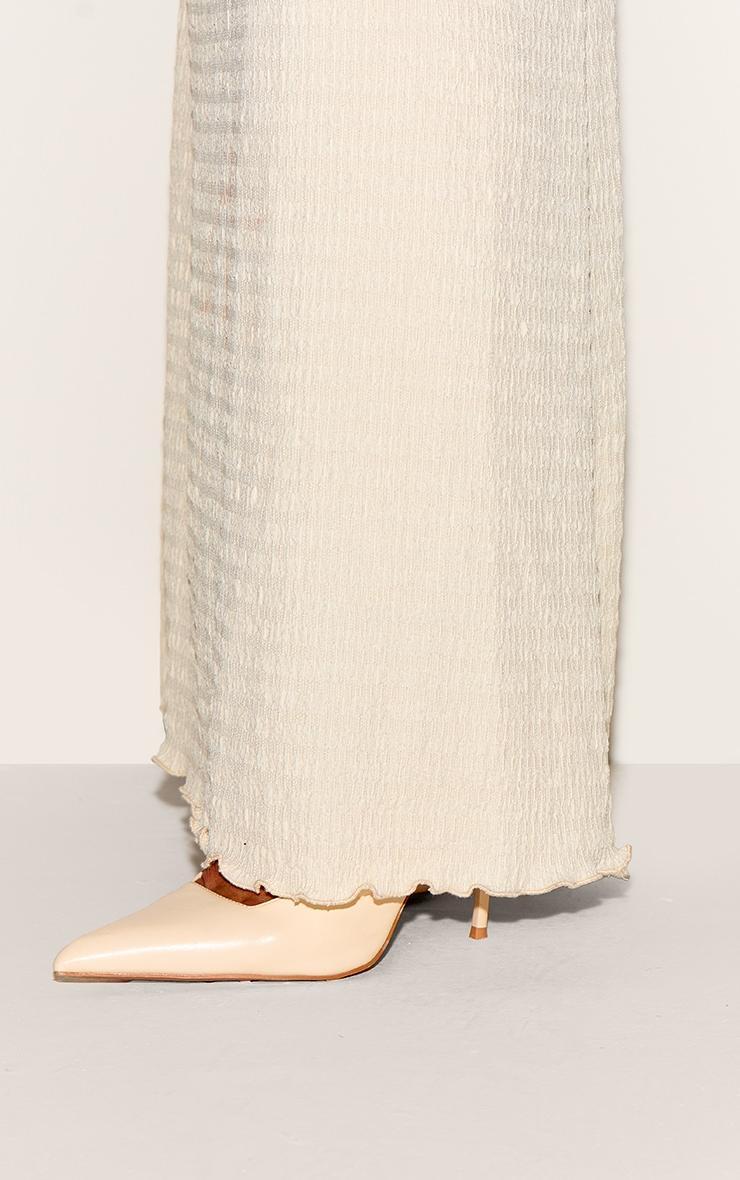Plus Cream Crinkle Textured Lettuce Hem Long Sleeve Maxi Dress Product Image