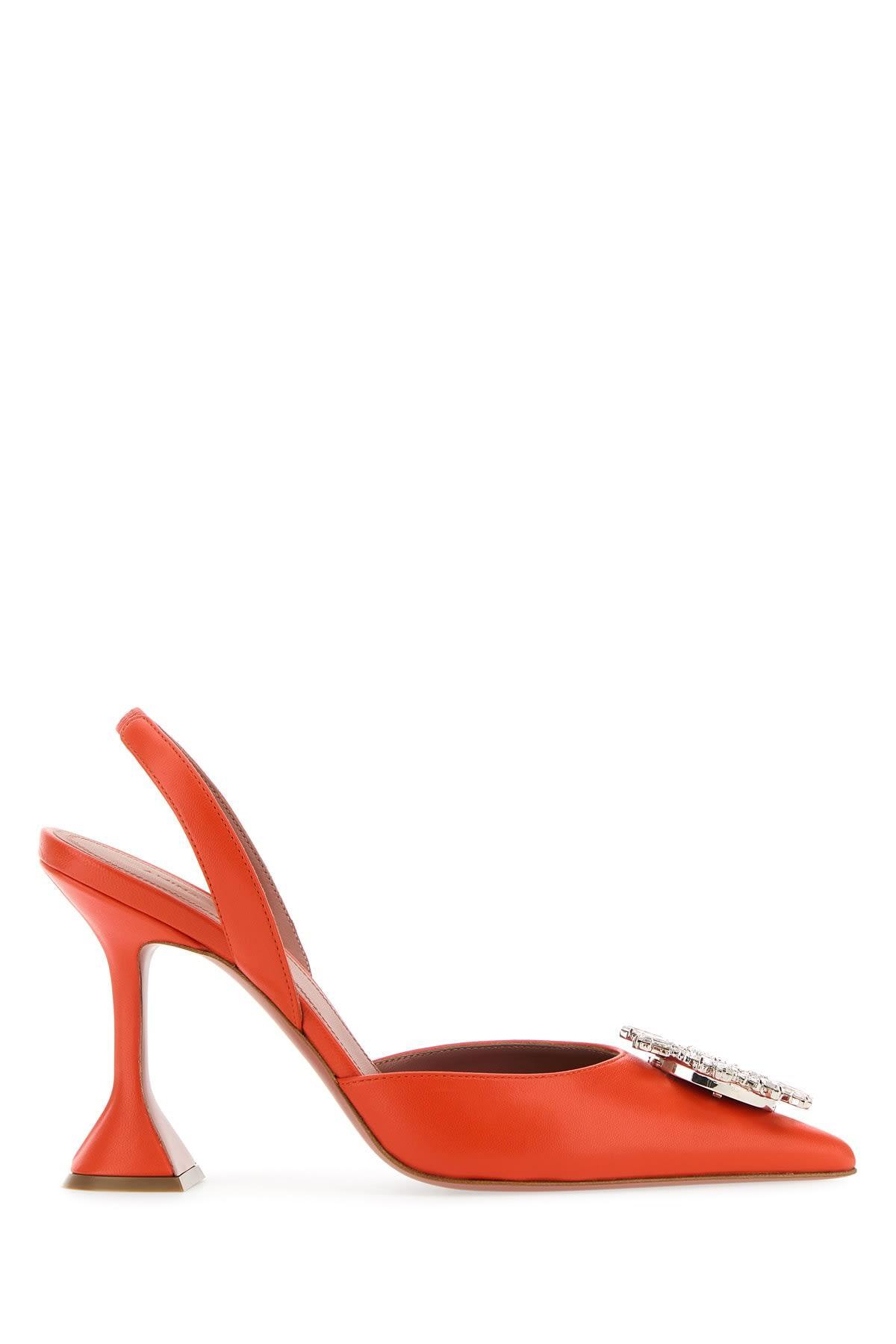 AMINA MUADDI Orange Nappa Leather Begum Pumps Product Image