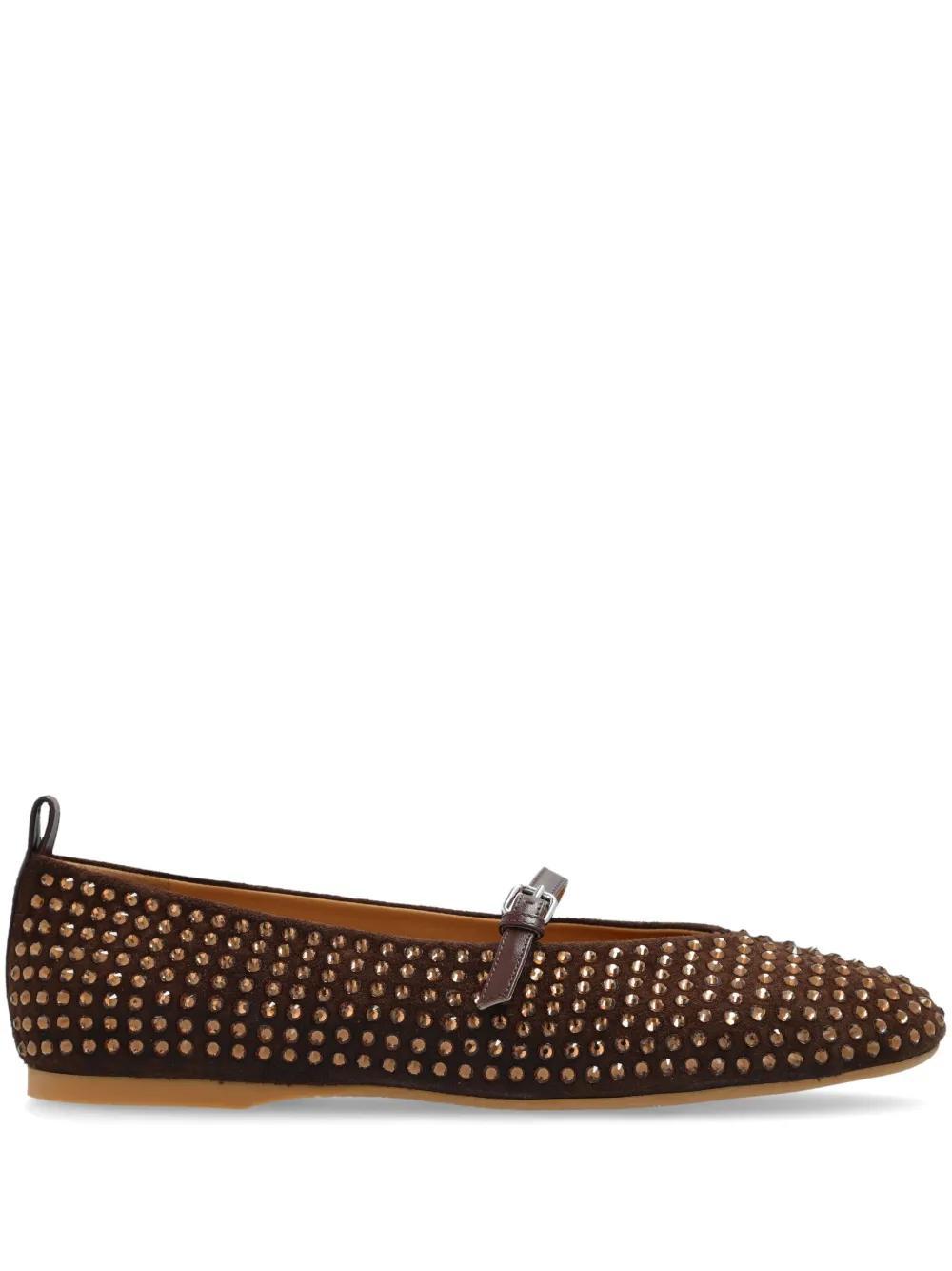 JW ANDERSON Strass Suede Mary Jane Ballerina Flats In Dark Brown Product Image