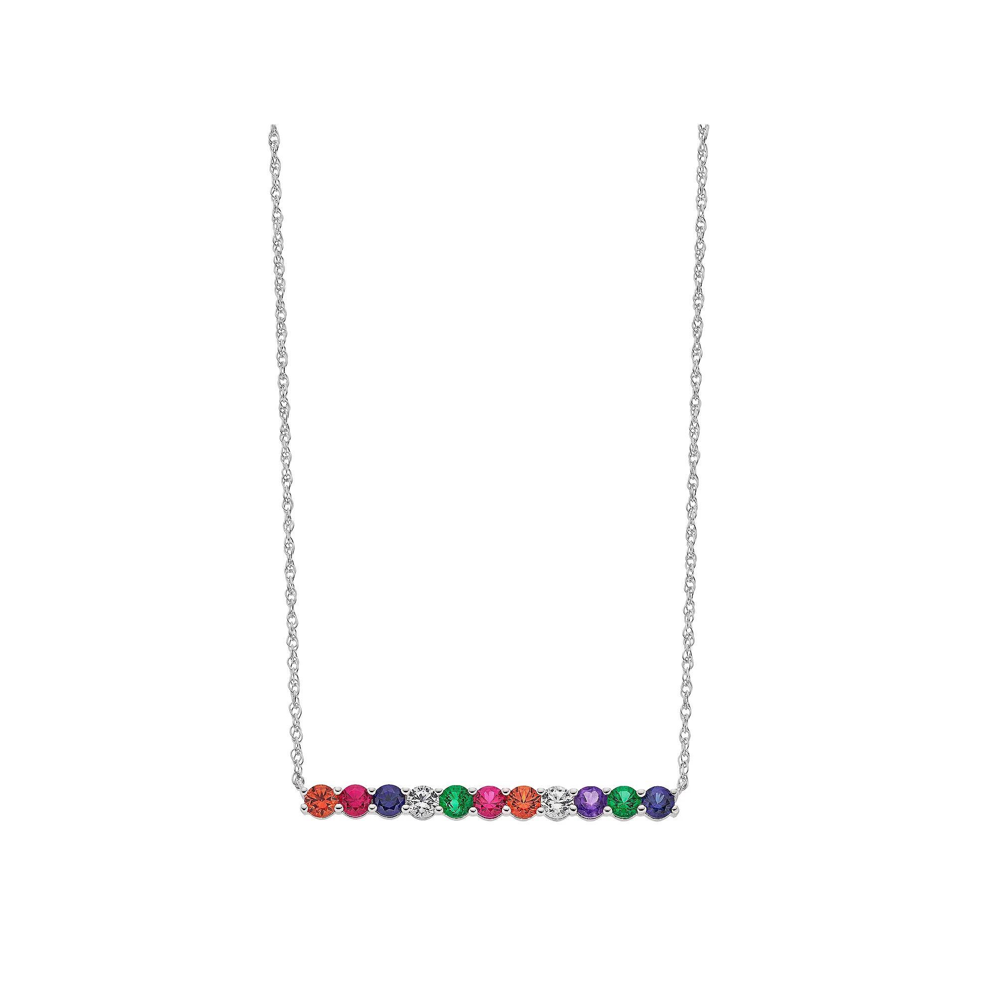 Sterling Silver Gemstone Bar Necklace, Women's, Size: 18" Product Image